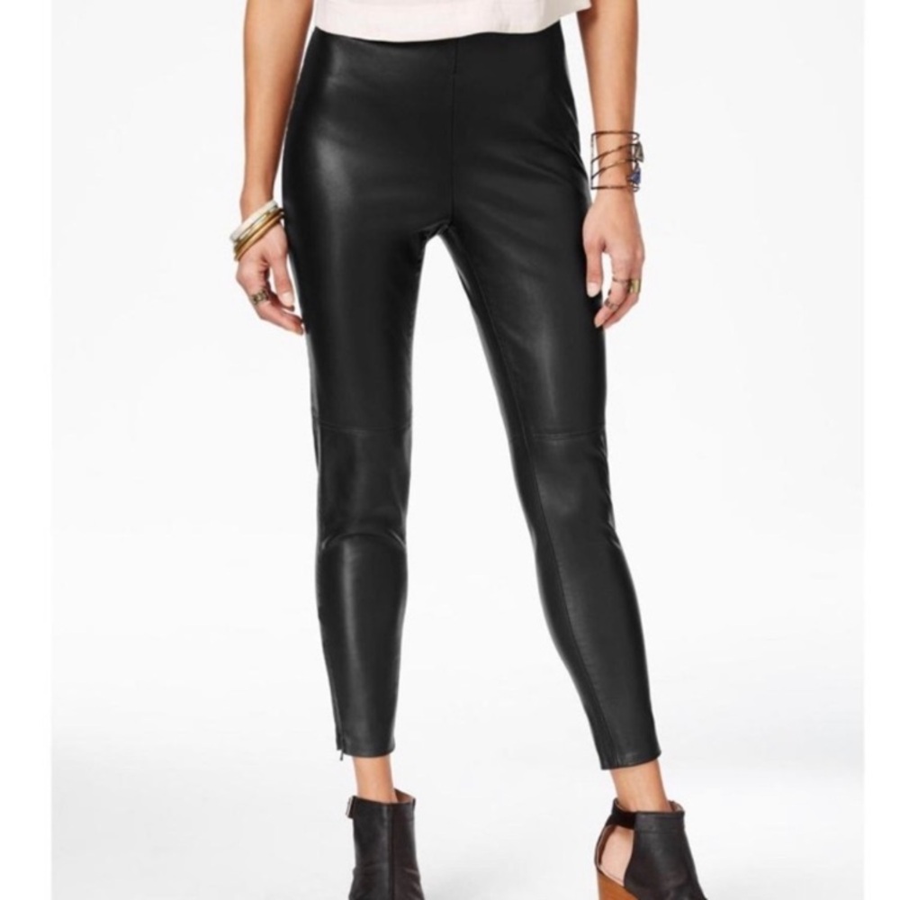 Free People Faux Leather Zipper Leggings Size 2